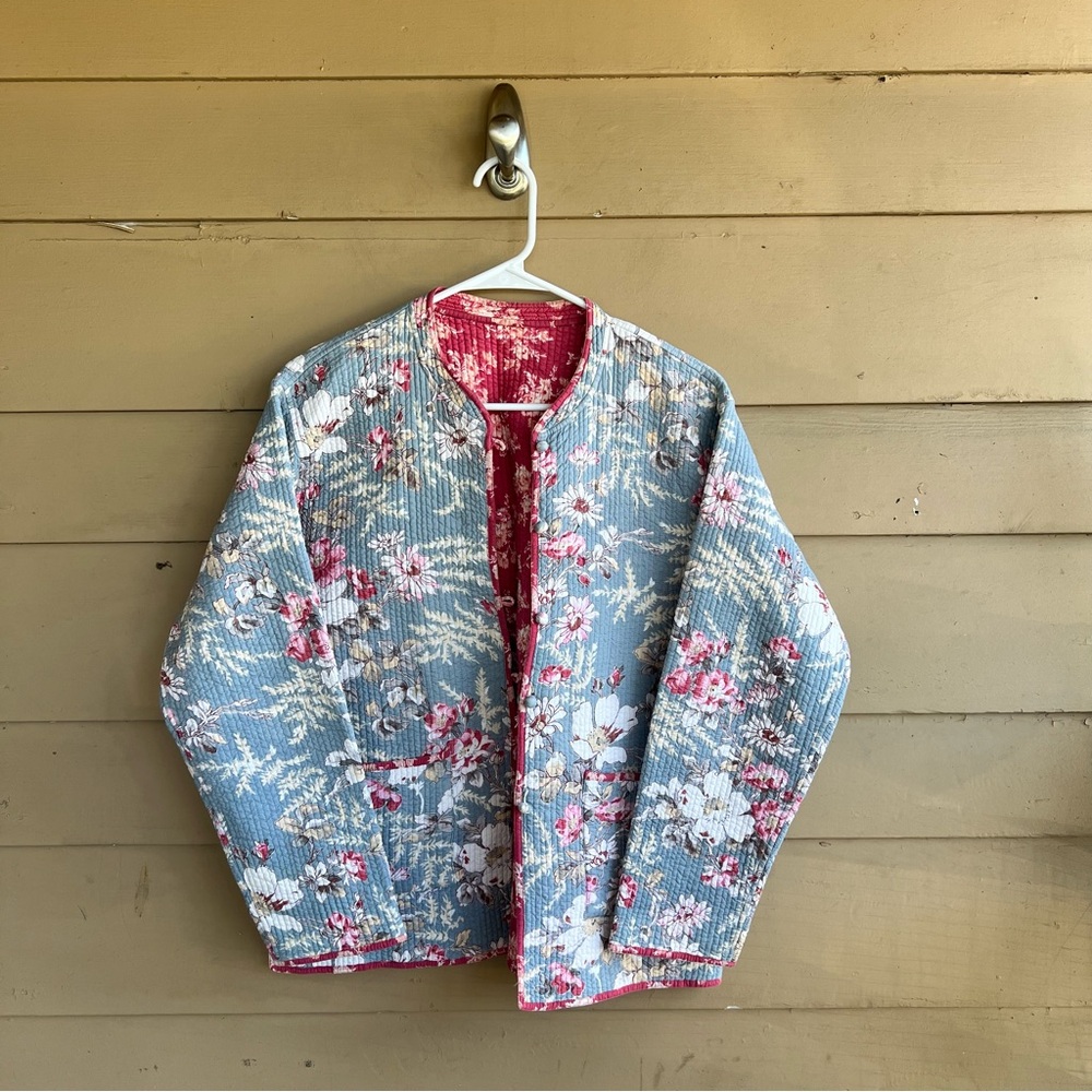 Reversible Cotton Quilted Patchwork Print Jacket … - image 1